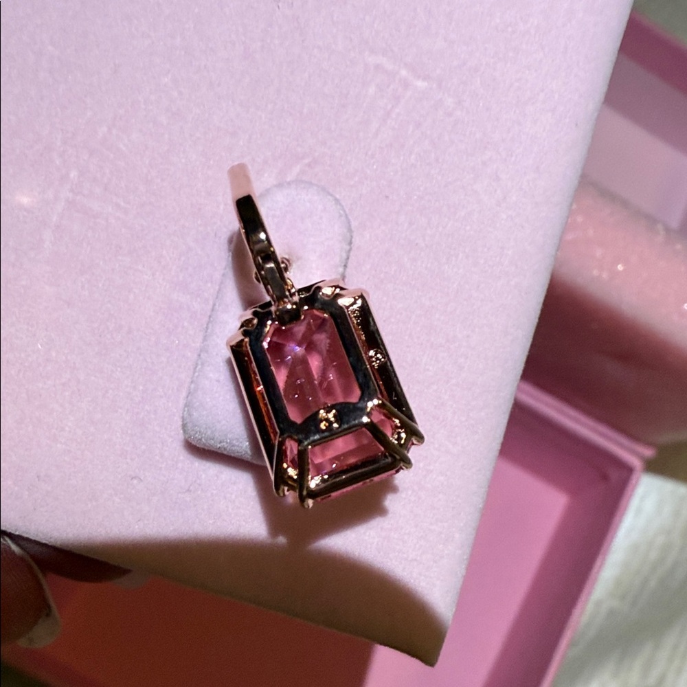 Swarovski Pink Crystal Drop Earrings - Picture 7 of 8